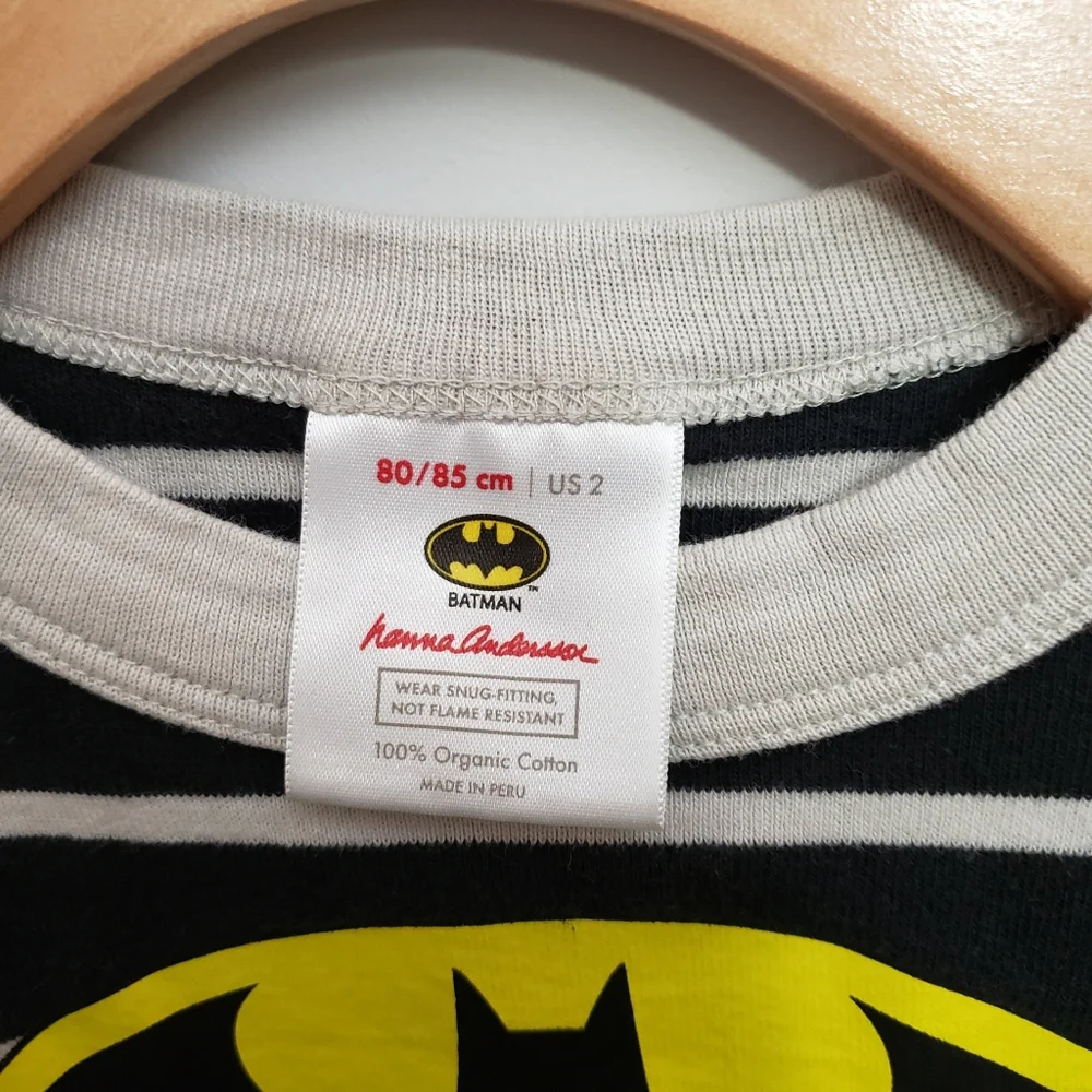 Hanna Andersson 2T Toddler Batman Striped Organic Cotton Pajama Top